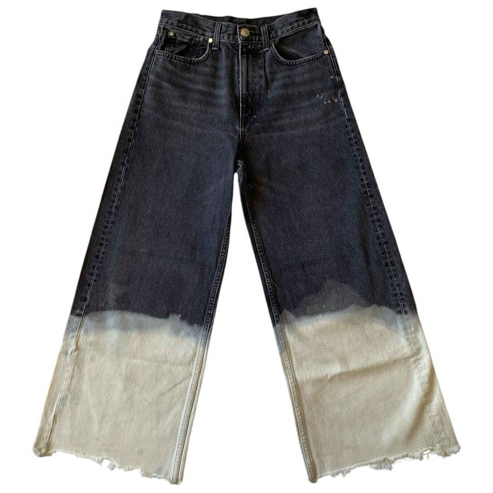 rag & bone haru wide-legged jeans, light black DIY bleach dip-dye, size 26